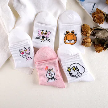 Japonský Kawaii Žien a Mužov Cartoon Trubice Ponožky Roztomilý Vajcia Králik Panther Zvierat Bavlna Dlhé Ponožky Sladké Farby Sox
