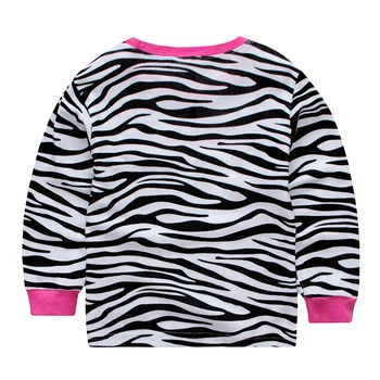 Jar, jeseň cartoon jednorožec zebra star tlač dievčatá pajama 2 ks nastaviť dieťa sleepwear detí, domáce oblečenie, odev 80-125 cm
