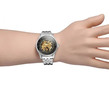 JARAGAR Mužov je Nové Automatickom vinutia Hodinky z Nerezovej Ocele Náramok Kostra Steampunk Analógový Ciferník Vintage náramkové hodinky