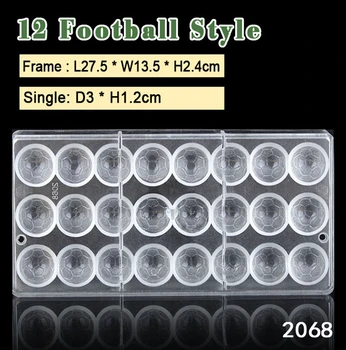 Jasné, 3 D Diy Plastové Futbal Tvarované Candy Formy Polykarbonátu Čokoláda Formy Zásobník PC Puding Plesne Futbal Plesní