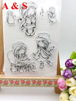 JASNÉ, PEČIATOK, detské dievča DIY Zápisník Karty album paper craft kremíka gumový valček transparentné pečiatka