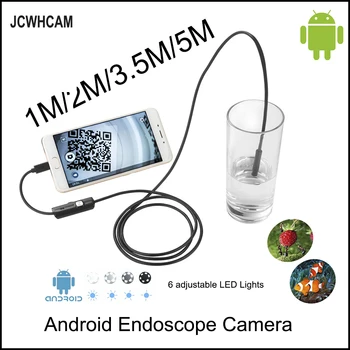 JCWHCAM HD 720P OTG Android USB Endoskop Fotoaparát 8 mm 5 M, 3,5 M 2M 1M 10M Flexibilné Had USB Potrubia Kontrola Borescope
