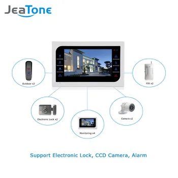 JeaTone 10 palcový TFT LCD Dvere Intercom Video Zvonček Systém s Kamerou 2.8 mm Objektív 1200TVL 1V1 Dvere Riadenie Prístupu Nepremokavé