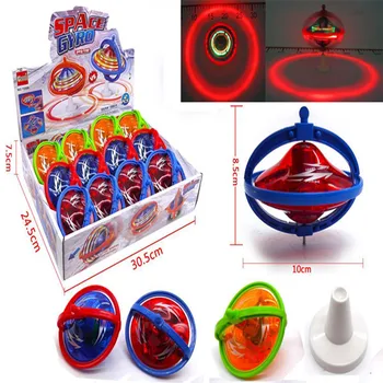 Jeden kus Klasické Hračky gyroscopes plastové blikajúce hudby Potiahnite rukoväť gyro magické ufo top deti hračky