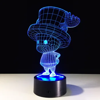 Jeden Kus Tony Tony Chopper 3D Led Svetlo, stolná Lampa Anime Jeden Kus RGB 7 Farby Nočné Osvetlenie, Akryl Base