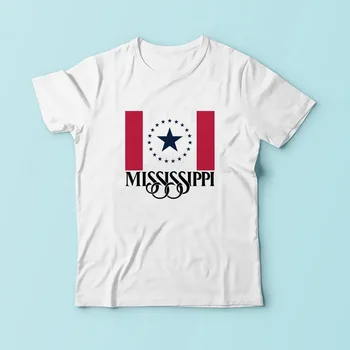 Jeden Mississippi vlajkou dizajn t shirt mužov nová biela bežné plus veľkosť tričko homme krátky rukáv T-Shirt ŽIADNE LEPIDLO POCIT TLAČ