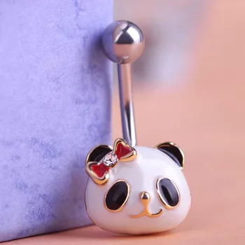 Jeden Pc Doprava Zadarmo Cute Snehu Panda Piercing Značky Najlepšia Priateľka Pupok Krúžky Feminino Príslušenstvo Brucho Tlačidlo Krúžky Uk