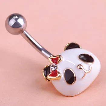 Jeden Pc Doprava Zadarmo Cute Snehu Panda Piercing Značky Najlepšia Priateľka Pupok Krúžky Feminino Príslušenstvo Brucho Tlačidlo Krúžky Uk