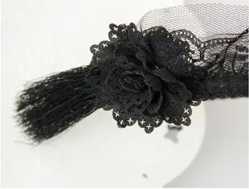 Jedinečná súťaž: cosplay lolita vintage čierna čipka čelenky ženy gotický dlhý strapec tiaras vlasy príslušenstvo šperky dievčatá