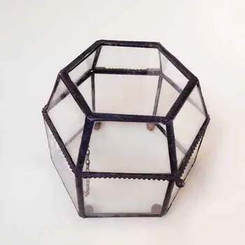 Jedinečné Svadobné Zdvorilosti Šesťhranné Geometrické Krúžok Box Kvetinové Šperky Box Krúžok Nosič Vankúš Pre Svadobné Dekorácie