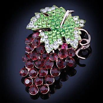 Jedinečný dizajn fialové hrozno šatku brošne kolíky s crystal Fashion kamienkami brošňa pre ženy darček