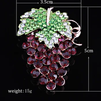Jedinečný dizajn fialové hrozno šatku brošne kolíky s crystal Fashion kamienkami brošňa pre ženy darček