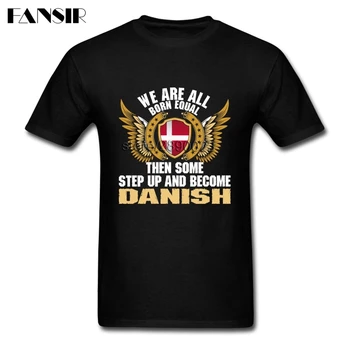 Jedinečný Niektoré Krokom A Stal dánsky Dánsku Vlajku T-shirt Muž Krátky Rukáv Bavlna Vlastné Mužov Tričko Camisetas Veľká Veľkosť