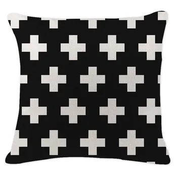 Jednoduché Čierne Biele Geometrie Kríž Vankúš Hodiť Vankúš Cutton Bielizeň Auto Rozkladacia Pohovka Domova Textilné Potlačené Obliečky Na Vankúš