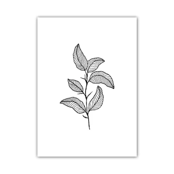 Jednoduchý Štýl Plátno Tlačiť Maľovanie Plagátu Ručne kresleným Botanická,Biela a Čierna Linka Kreslenie Rastlín Stenu Obrázok,LZ525,Bez Rámu