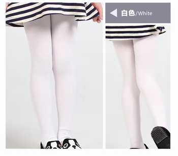 Jednofarebné deti baby girl 40D velvet balet tanec pančuchy, biela farba footless tesný pančuchy v nepriehľadné lete