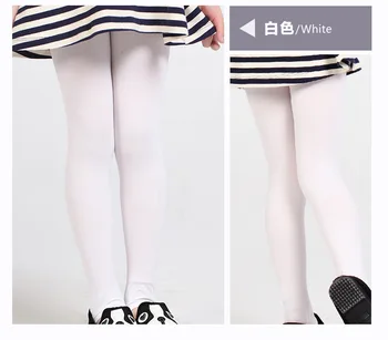 Jednofarebné deti baby girl 40D velvet balet tanec pančuchy, biela farba footless tesný pančuchy v nepriehľadné lete