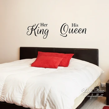 Jej Kráľ Jeho Kráľovná Citát Stenu, Nálepky Láska Citát Stenu Odtlačkový Stenu Spálne Citácie Jednoduché Wall Art Rez Samolepky Q97