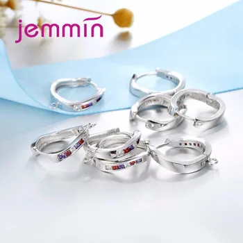 Jemmin 10PCS/Veľa Hoop Náušnice 925 Sterling Silver s Fialová, Červená, Biela CZ Kameň Pripraviť Šperky pre Ženy Ručné DIY Náušnice