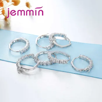 Jemmin 2018 Módne Malé Geometrické Roztomilý Jasné, Crystal Hoop Náušnice 925 Sterling Silver Šperky Pre Ženy Šperky