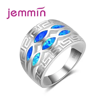 Jemmin Elegantné Blue Fire Opal Prstene Pre Ženy 925 Sterling Silver Ring Kúzlo Prst Krúžky pre Strany, Jemné Šperky Darček