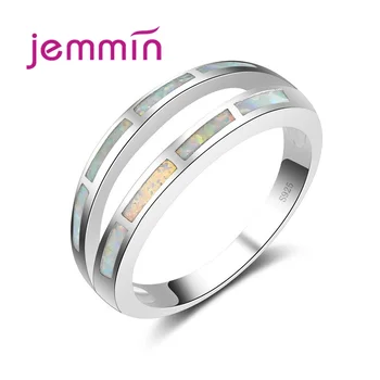 Jemmin Elegantné Rainbow Crystal Fire Opal Prstene Pre Ženy 925 Sterling Silver Kúzlo Prst Krúžky pre Strany, Jemné Šperky