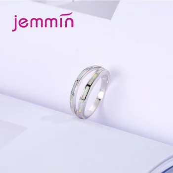 Jemmin Elegantné Rainbow Crystal Fire Opal Prstene Pre Ženy 925 Sterling Silver Kúzlo Prst Krúžky pre Strany, Jemné Šperky