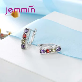 Jemmin Jemné Kvality Multicolor Crystal Elegantné Nepravidelného Tvaru 925 Sterling Silver Hoop Náušnice, Módne Šperky Pre Ženy Darček