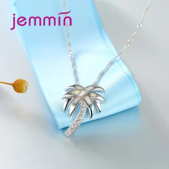 Jemmin Mini Roztomilý Strom Dizajn Biele Opálové Náhrdelník Prívesok pre Ženy Darček 925 Sterling Silver Šperky Náhrdelník Nové 2017
