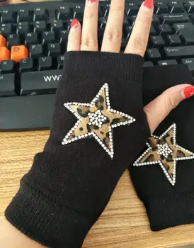 Jesenné a zimné dámske módne čierna farba, pletené bezprstové rukavice lady sexy vodičské rukavice dievčatá zime teplé rukavice 028