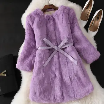 Jesenné a zimné nové 2017 slim dlho žien plný pelt králik kožušinový kabát vrchné oblečenie žien bunda plus veľkosť S-6XL doprava zadarmo