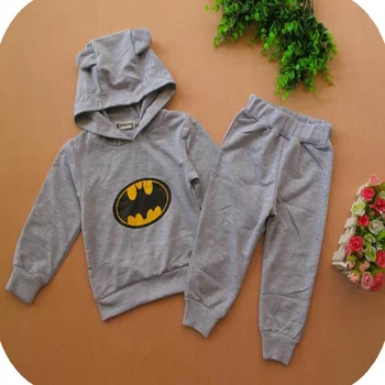 Jeseň Batman Šedá Športové Detské Kostýmy Detstvo Fantázie Chlapec Bunda, Nohavice Detské Oblečenie Sady Batoľa Chlapčenské Odevy