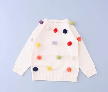 Jeseň deti sveter farebné gule, detské pletené vesty módne batoľa chlapci sveter bavlna+ vlnené dievčatká sveter