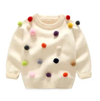 Jeseň deti sveter farebné gule, detské pletené vesty módne batoľa chlapci sveter bavlna+ vlnené dievčatká sveter
