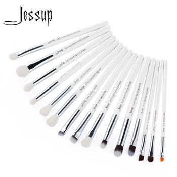 Jessup Kefy 15Pcs Pearl White/Silver Profesionálny make-up Sada štetcov Kozmetika Kefa Nástroje súpravy Eye Liner Shader T237