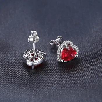 JewelryPalace Srdce 4ct Holub Krvi Red Ruby Stud Náušnice Pevné 925 Sterling Silver Šperky Pre Ženy Módne Svadobné Náušnice