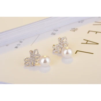 JEXXI 2018 Módnej Značky Úplné Jasné, Micro Drahokamu Imitácia Pearl Náušnice Pre Ženy Šperky Kúzlo Stud Náušnice Pre Lady