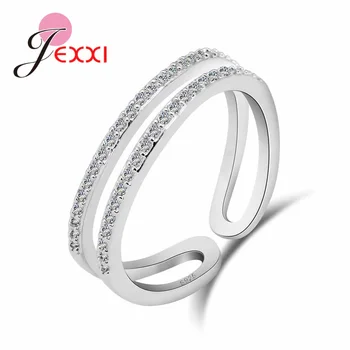 JEXXI 2018 Nové Módne Geomotry 925 Sterling Silver Ring pre Ženy, Jemné Šperky Cubic Zirconia Krúžok Strany Zásnubné Dary
