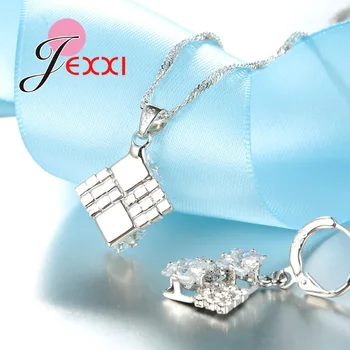 JEXXI 6 Farieb, Módne, Elegantné Námestie Plné Jasné Drahokamu Svadobné Svadobné Šperky Sady Pre Ženy Strieborných Šperkov Crystal Sady