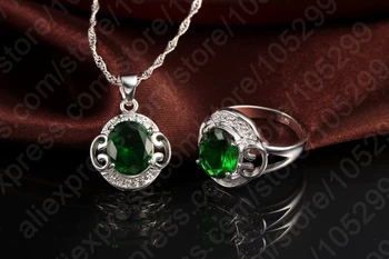 JEXXI 925 Sterling Silver Najlepšiu Kvalitu Zelená Kubický Zirkón Crystal Módne Šperky Sady Prívesok, Náušnice, Náhrdelník Krúžok