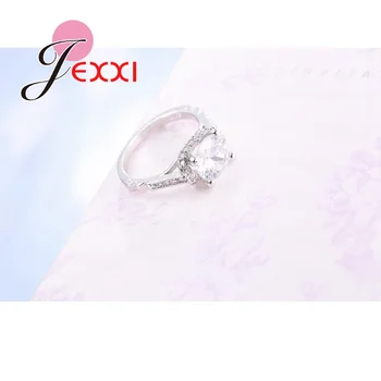 JEXXI 925 Sterling Silver Prsteň Pre Páry Cubic Zirconia Svadobné Prst Prsteň Súpravy Pre Ženy Móda Svadobný Prsteň