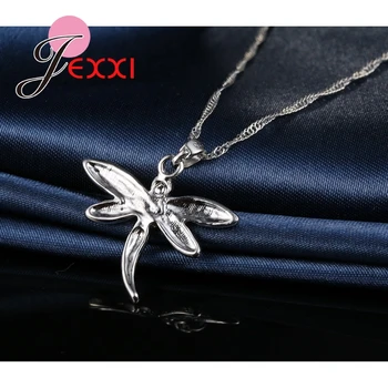 JEXXI Celkom Dragonfly Šperky Sady 925 Sterling Silver Prívesok, Náušnice, Náhrdelník Pre Ženy Svieti CZ Drahokamu Crystal Darček