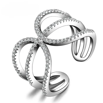 JEXXI Elegantné Duté Dizajn Svadobné 925 Sterling Silver Módne Šperky, Zásnubné Prstene White Crystal Kubický Zirkón Krúžok