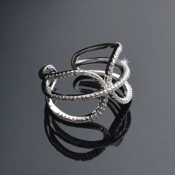 JEXXI Elegantné Duté Dizajn Svadobné 925 Sterling Silver Módne Šperky, Zásnubné Prstene White Crystal Kubický Zirkón Krúžok