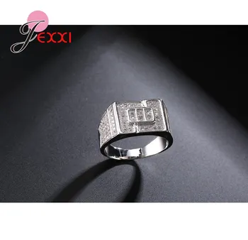 JEXXI Geometrický Dizajn Úplné Jasné, Crystal Fashion Prstene Pre Ženy A Mužov 925 Sterling Silver Strany Krúžky Pre Príslušenstvo Šperky