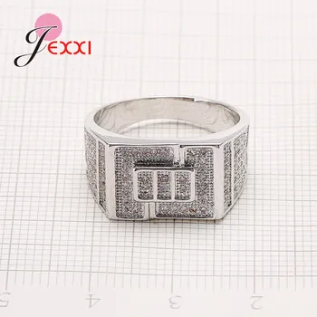 JEXXI Geometrický Dizajn Úplné Jasné, Crystal Fashion Prstene Pre Ženy A Mužov 925 Sterling Silver Strany Krúžky Pre Príslušenstvo Šperky