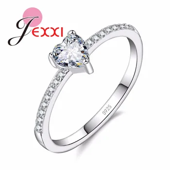 JEXXI Hot Predaj 925 Sterling Silver Ring Šumivé Láska Srdce snubný Prsteň So Jasné, CZ Pre Ženy, Darčeky, Šperky