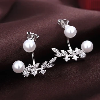 JEXXI Hot Predaj kórejský Šperky Nové Zirkón Crystal Pekné Náušnice Pre Ženy Módne Šperky 925 Sterling Silver Pearl Láska Darčeky