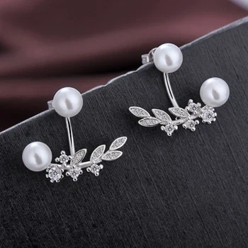 JEXXI Hot Predaj kórejský Šperky Nové Zirkón Crystal Pekné Náušnice Pre Ženy Módne Šperky 925 Sterling Silver Pearl Láska Darčeky