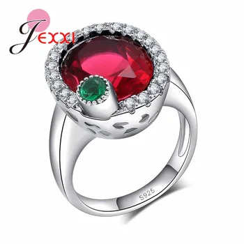 JEXXI Jedinečný Dizajn a Módne Kolo Red Crystal Snubné Prstene Pre Ženu Šperky valentínsky Dní Darčeky Zapojenie Prst Prsteň